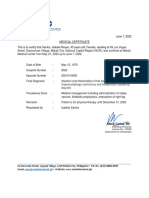 Medical certificate for Isabela Santos' dog bite infection