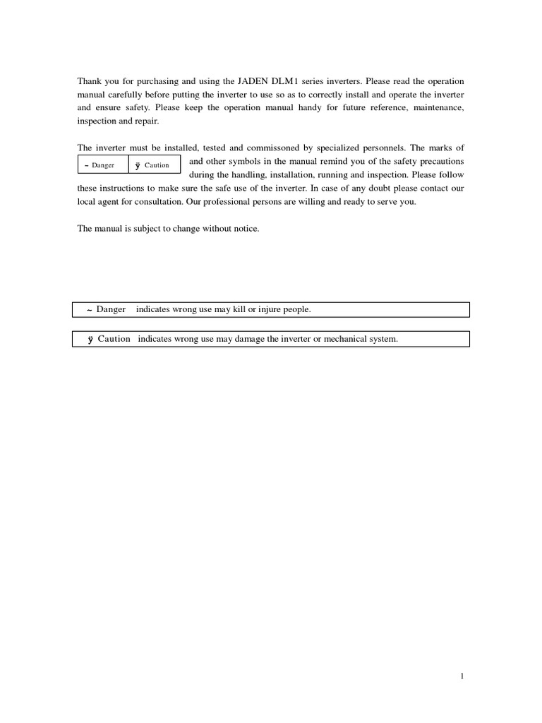 DLM1 User Manual | PDF | Power Inverter | Electric Motor