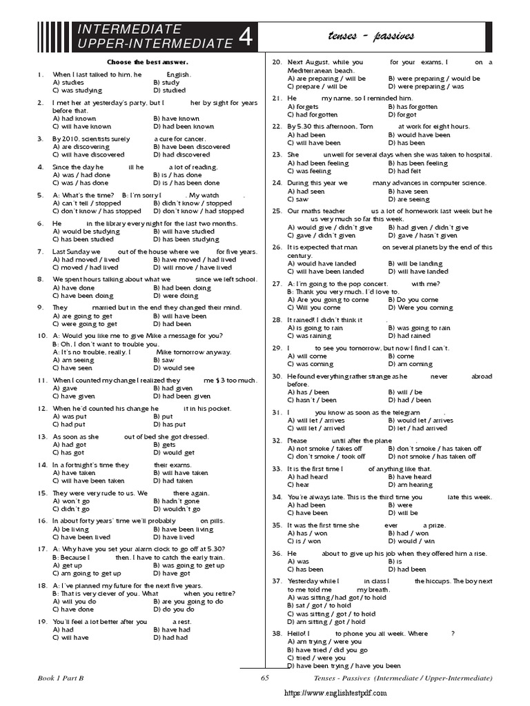 b4 Tenses Passives Intermediate Upper Intermediate 1 PDF Radio