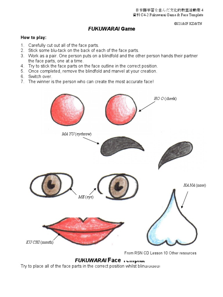 Fukuwarai Game &amp; Face Template | PDF
