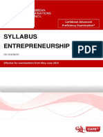 CAPE Entrepreneurship Syllabus With Specimen Papers AMD2022