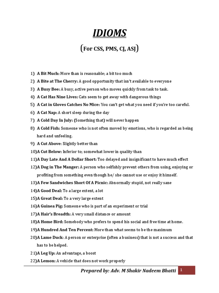 A Comprehensive Collection of English Idioms | PDF | Anger | Curiosity