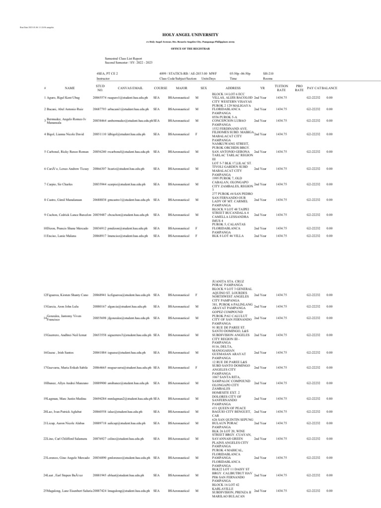 Holy Angel University Office of The Registrar PDF