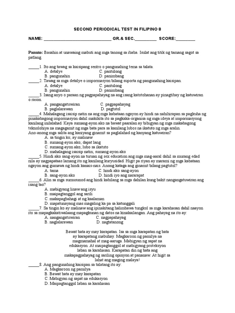 PT G8 Filipino | PDF