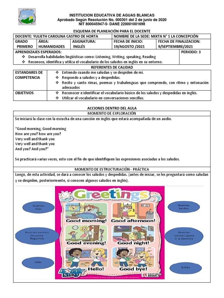 Planes De Ingles 3 P Pdf Salón De Clases