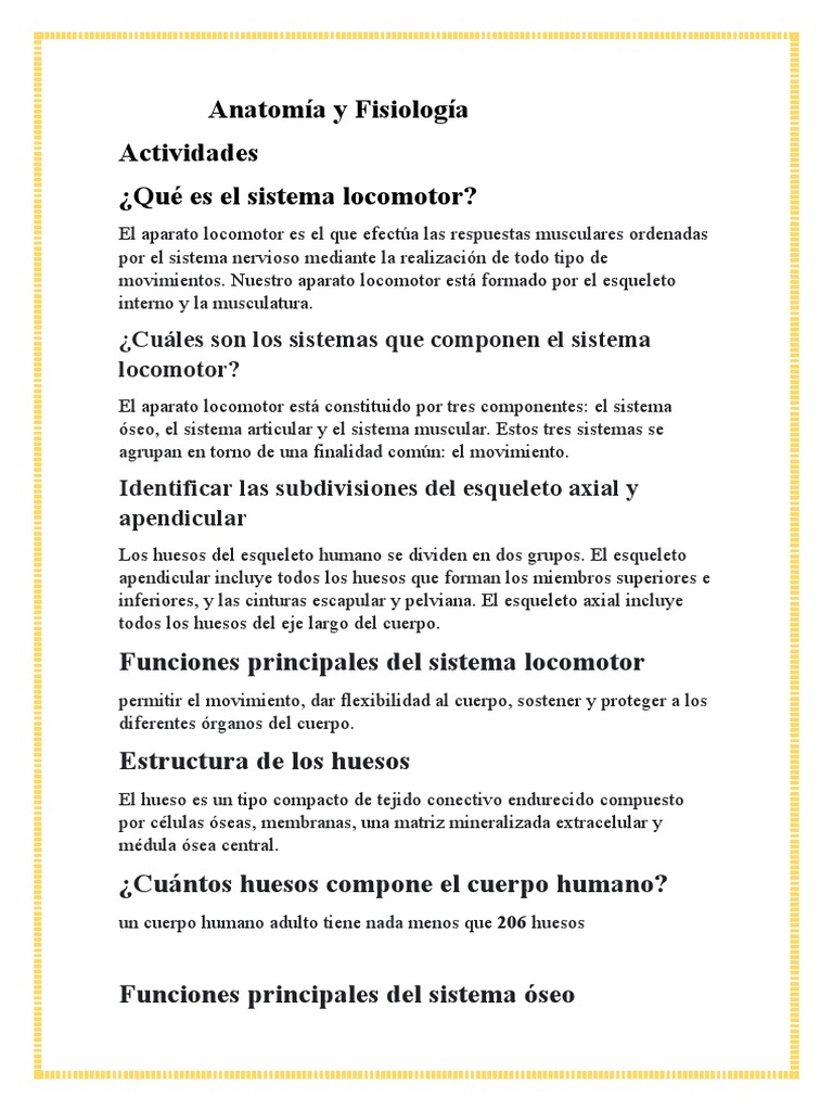 Anatomía Y Fisiología 2 Pdf Esqueleto Hueso