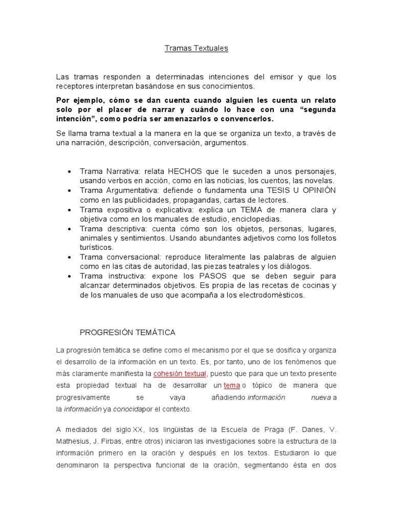 Tipos de Tramas Textuales y Funciones del Lenguaje | PDF | Lingüística ...