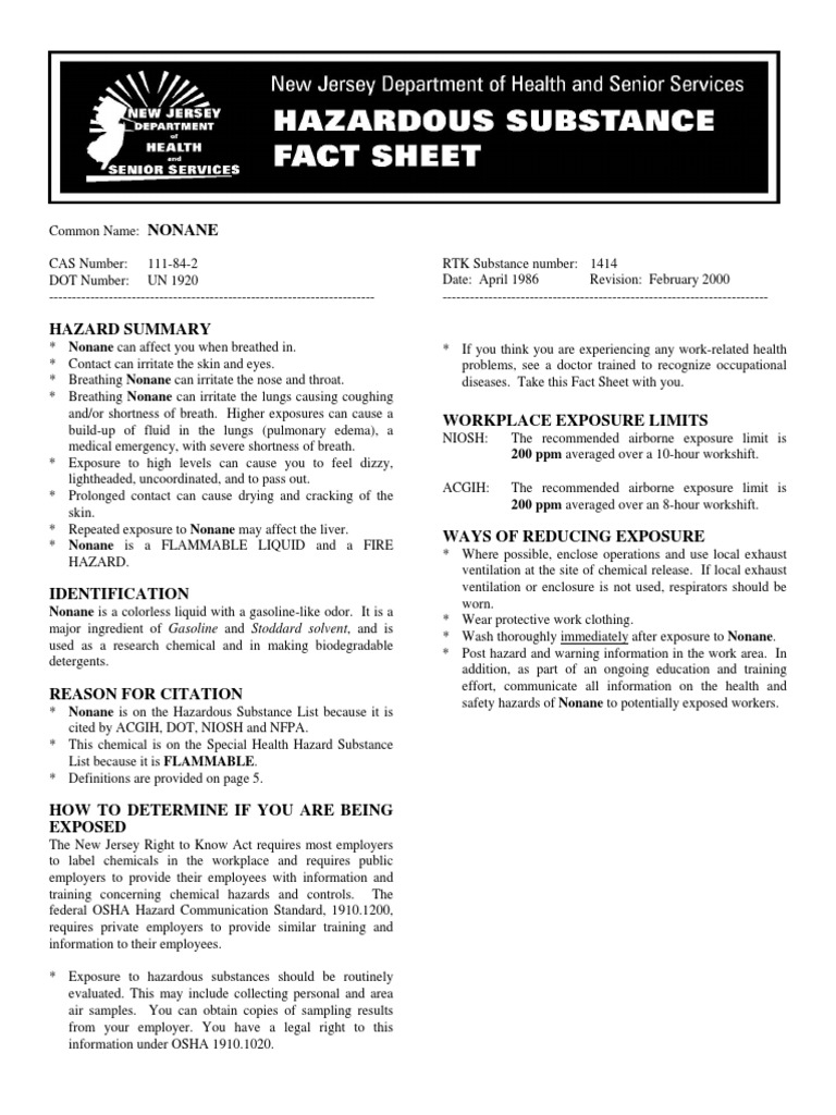 Nonane Nonane Can Irritate The Nose and Throat. Nonane Can Irritate