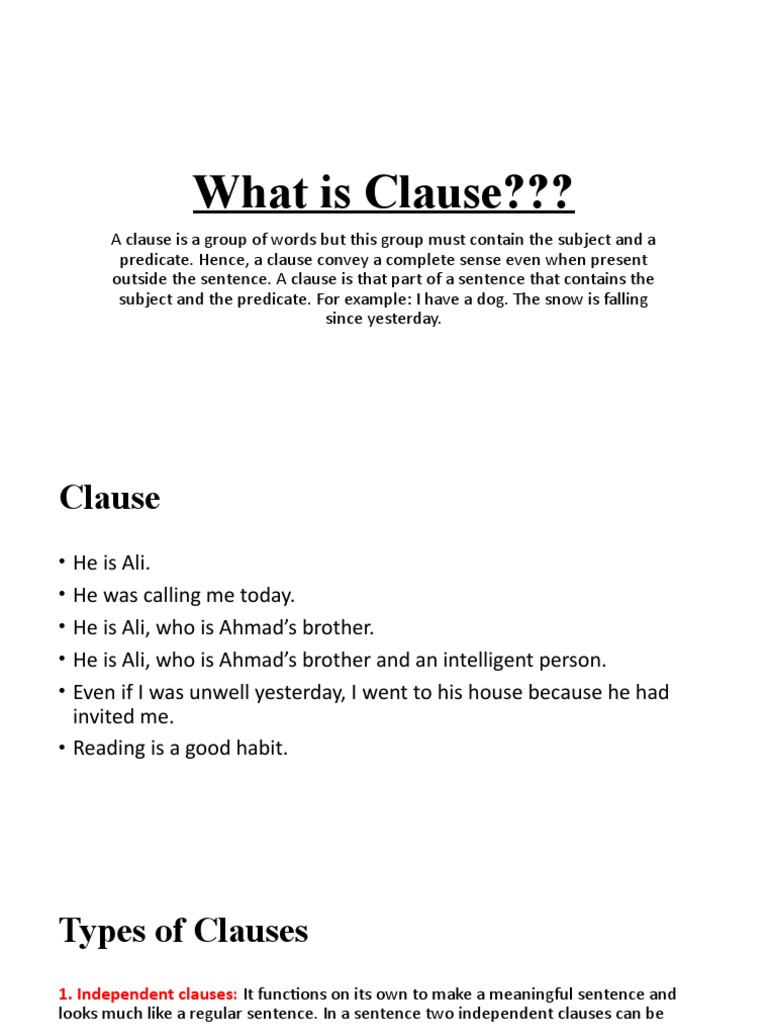 What Is Clause PDF Clause Sentence (Linguistics)