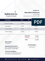 Invoice for design services totaling $3080