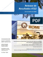 Press Release Do Resultado Das Indústrias Romi Do 4T22