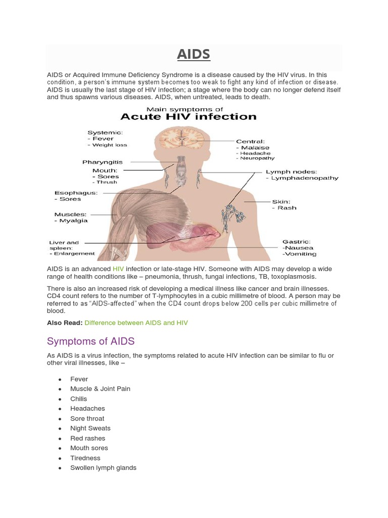 AIDS: Late-Stage HIV Infection Weakens Immune System | PDF | Hiv/Aids ...