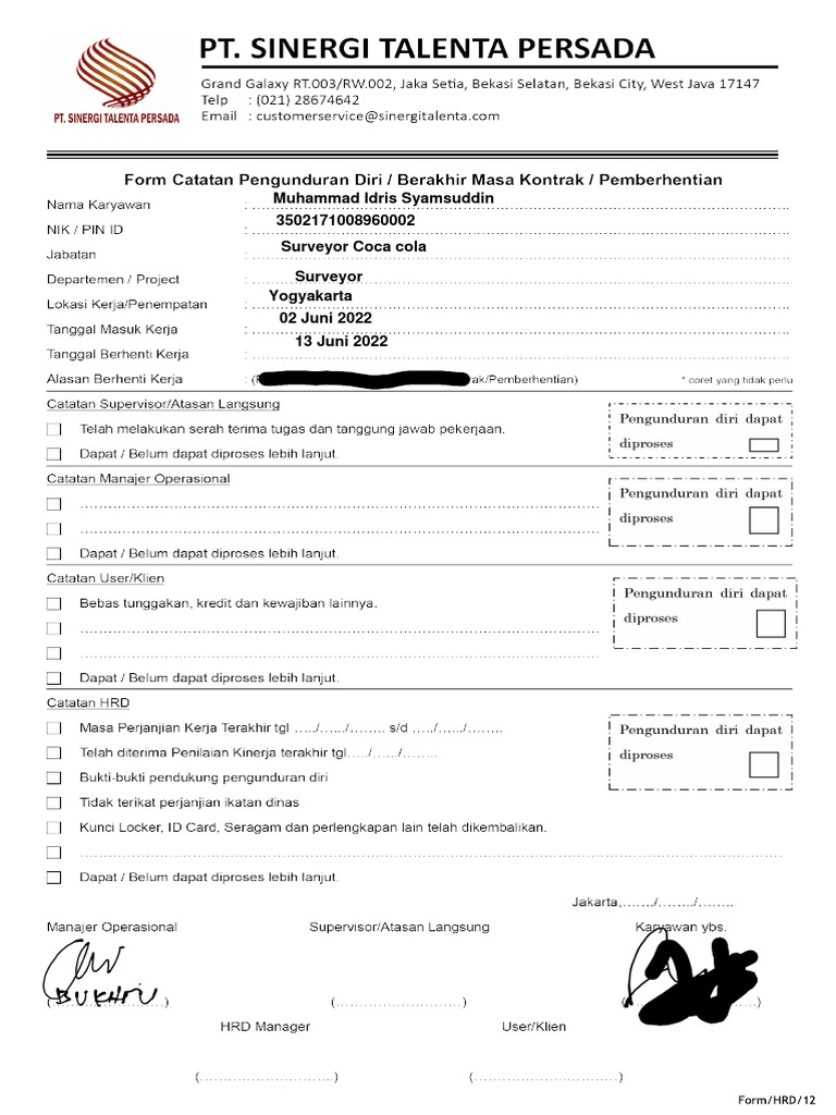 12 Form Clearance Sheet Edit PDF