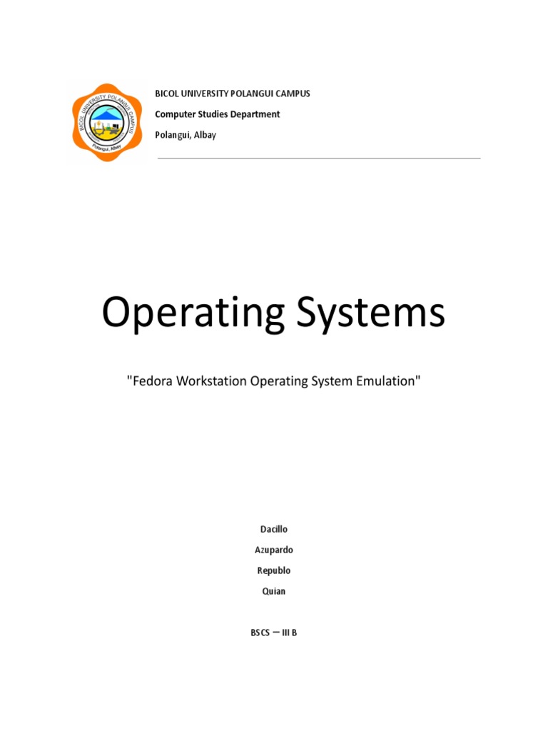 Operating Systems "Fedora Workstation Operating System Emulation" PDF