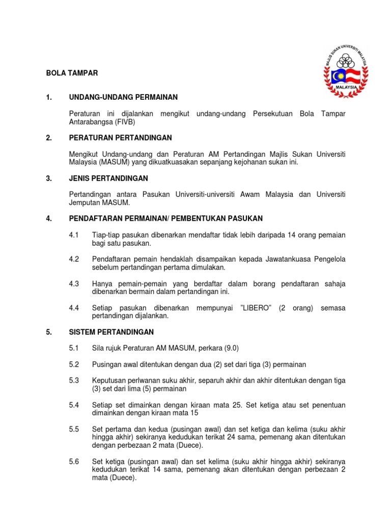 Undang Undang Bola Tampar Pdf
