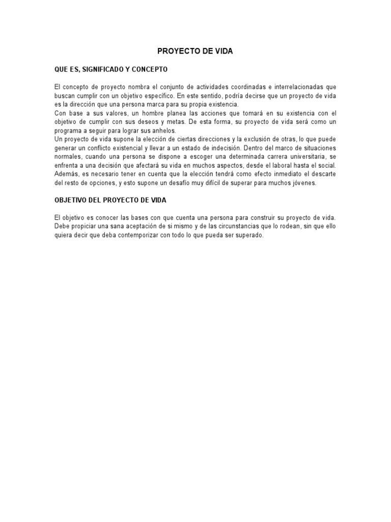 Taller Proyecto de Vida. | PDF | Vida | Significado de la vida