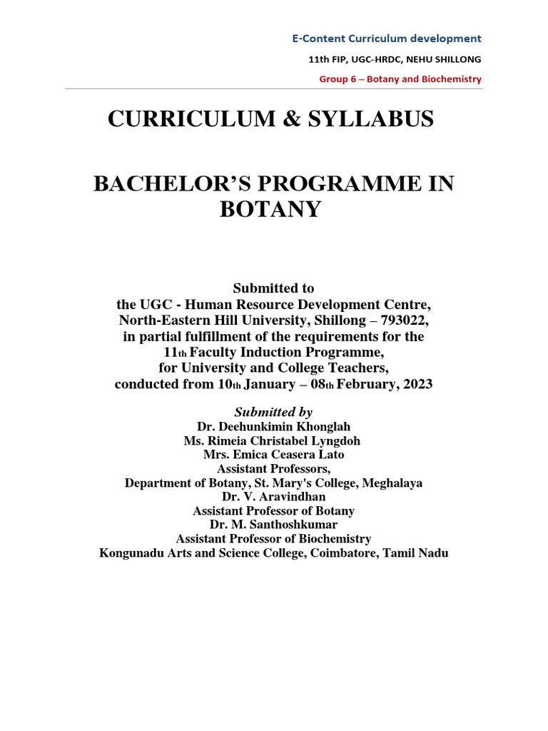 B.Sc. Botany Curriculum Overview | PDF | Botany | Heredity