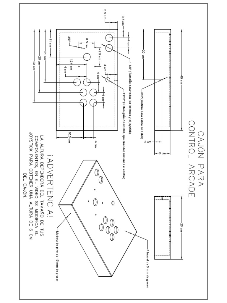 Dimensiones Del Cajón para El Control Arcade PDF