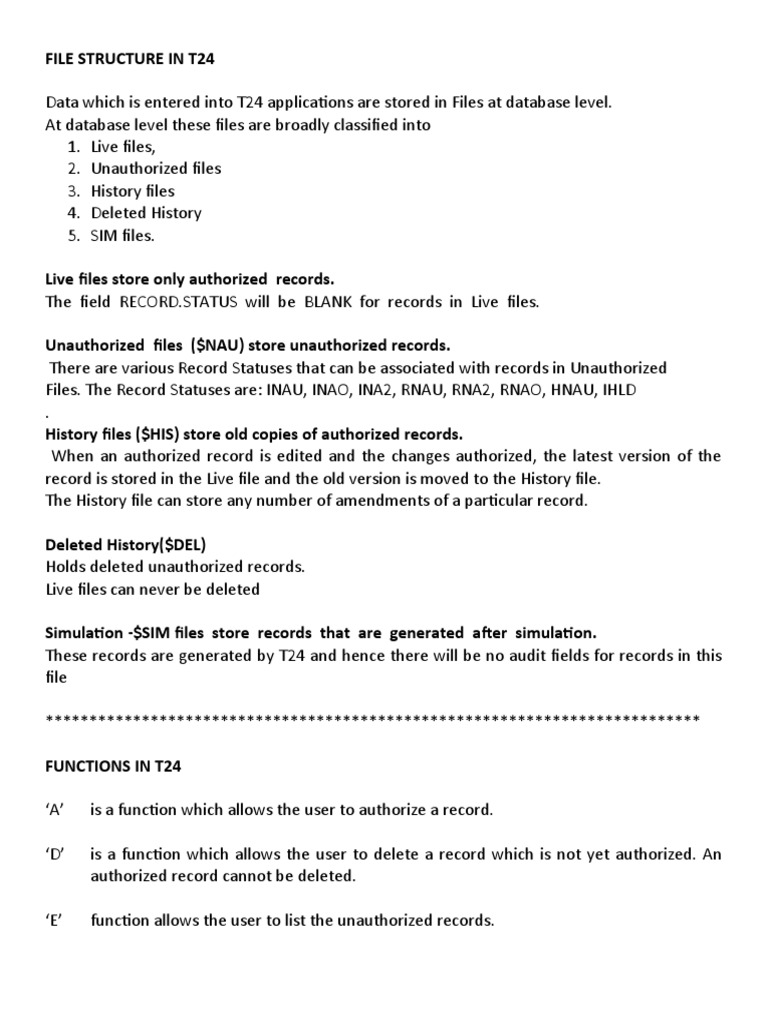 T24 File Structure and Functions Overview | PDF | Banks | Database ...