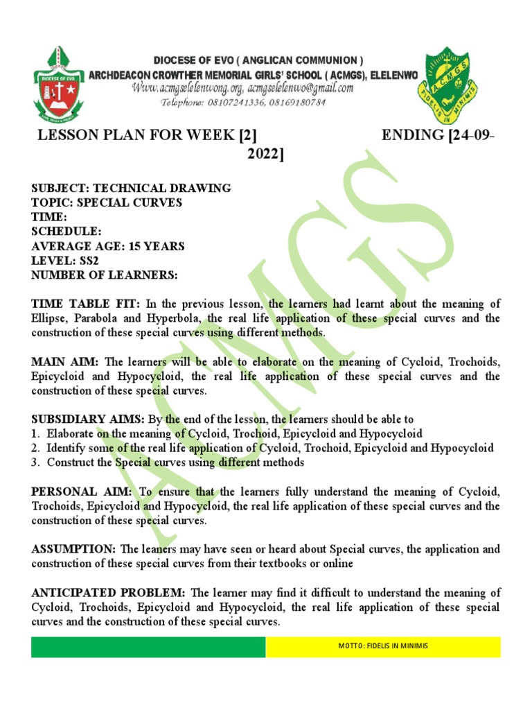 Ss2 Technical Drawing Lesson Plan Week 2 | Download Free PDF | Circle ...