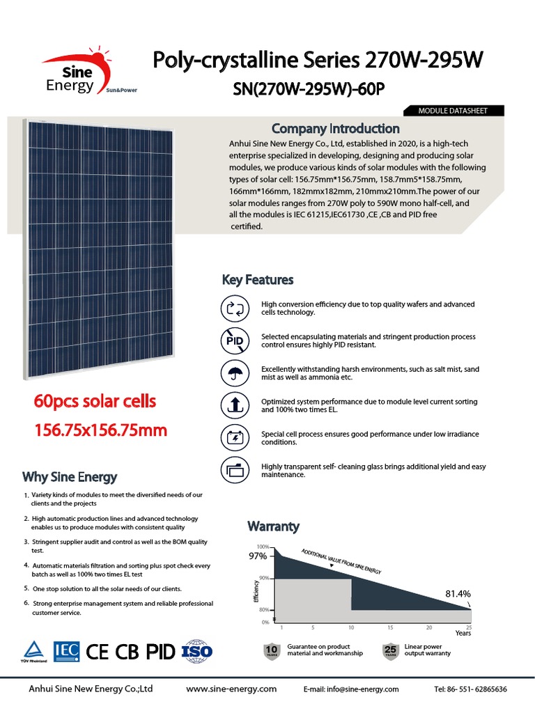Solar Panel Technical Specifications | PDF | Solar Cell | Solar Panel
