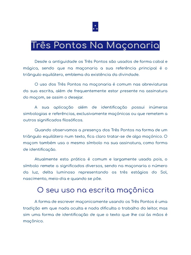 Os Significados e Usos dos Três Pontos na Maçonaria | PDF | Maçonaria