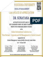 GBU School of Management Certificate for Online Conference Presentation