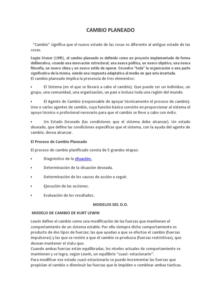 Fases del Cambio Planeado en Organizaciones | PDF | Aprendizaje ...