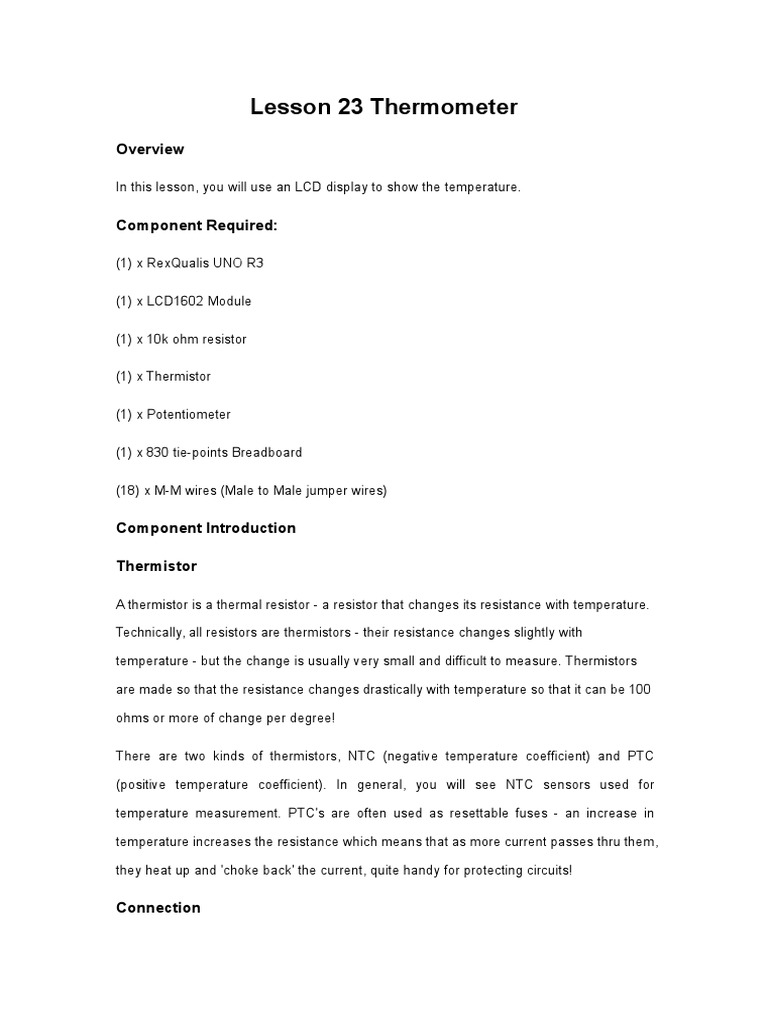 Lesson 23 Thermometer | PDF | Resistor | Electrical Components
