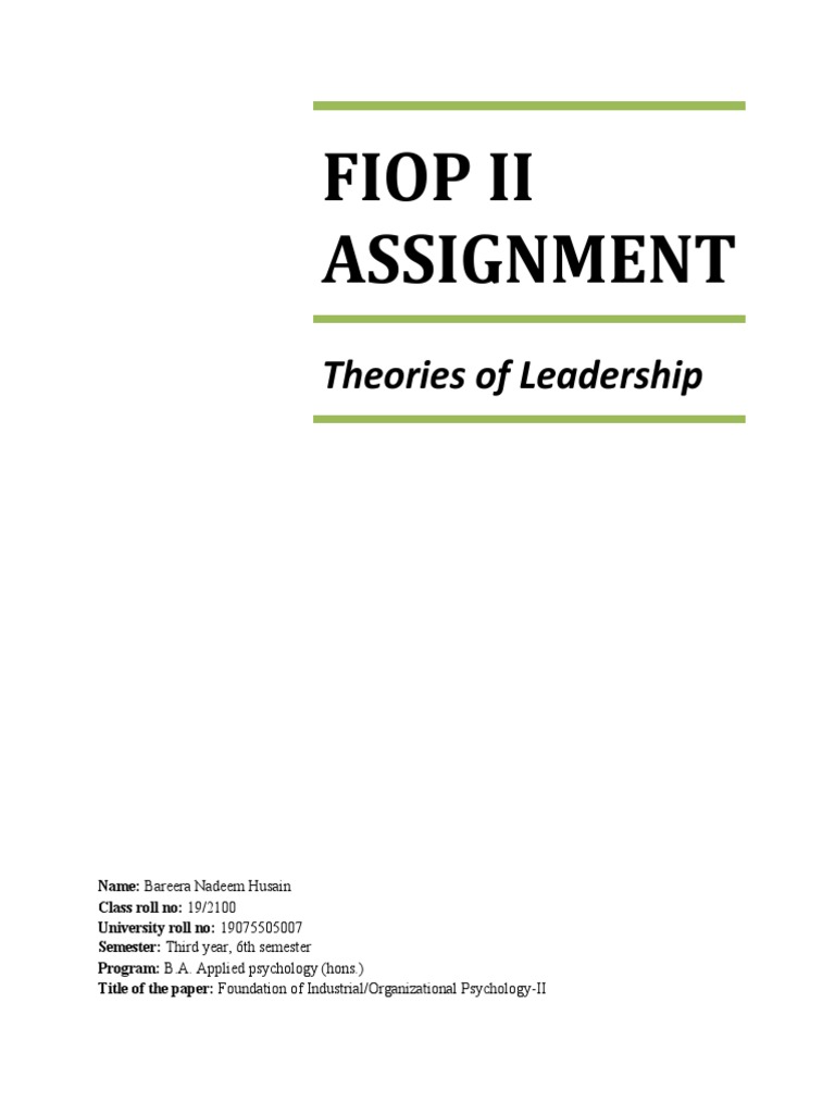 Leadership Theories for Psychology Students | PDF | Leadership | Power ...