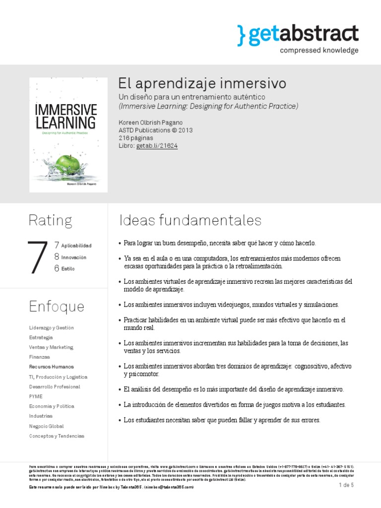 Libro Aprendizaje Inmerso | PDF | Aprendizaje | Evaluación