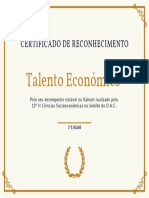 Certificado A Creme e Dourado Simples de Reconhecimento