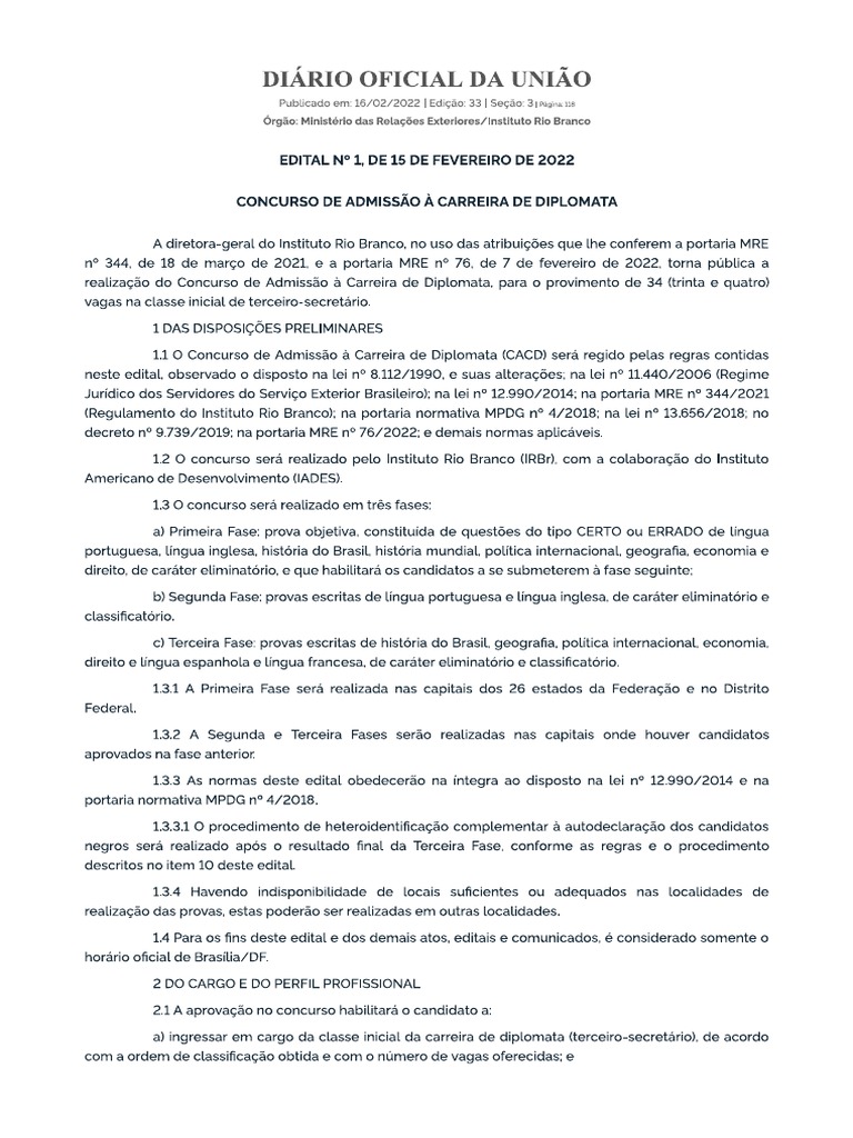 Edital Itamaraty PDF