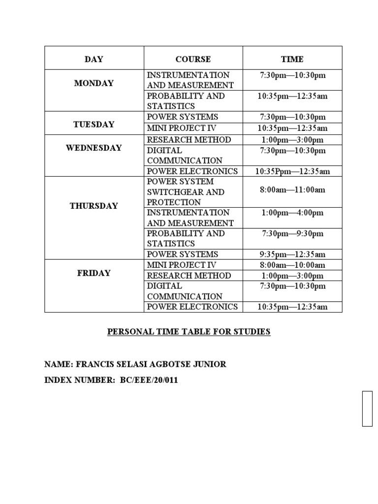 Personal schedule 1 pdf