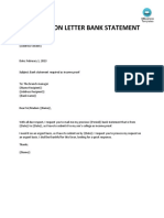 Application Letter For Bank Statement