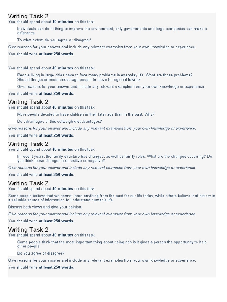 IELTS Writing Task 1 & 2 Examples | PDF | Reason | Experience