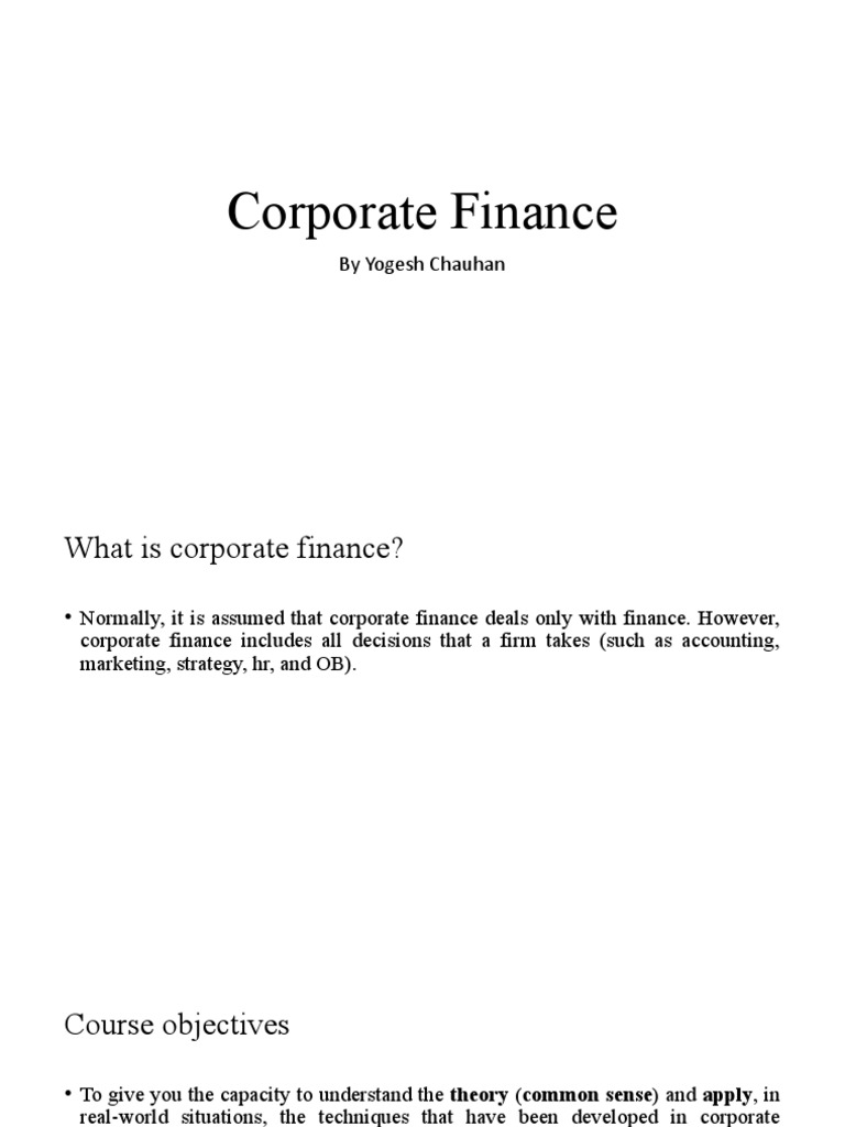 Corporate Finance | PDF | Equity (Finance) | Investing