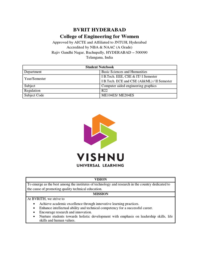 Engineering Graphics Note Book For The A.Y. 2022-23 | PDF | Ellipse ...