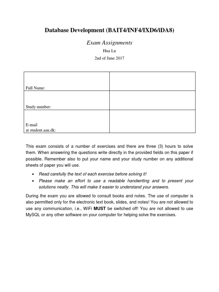 Representing The Content And Insights Of A Database Exam Document Pdf