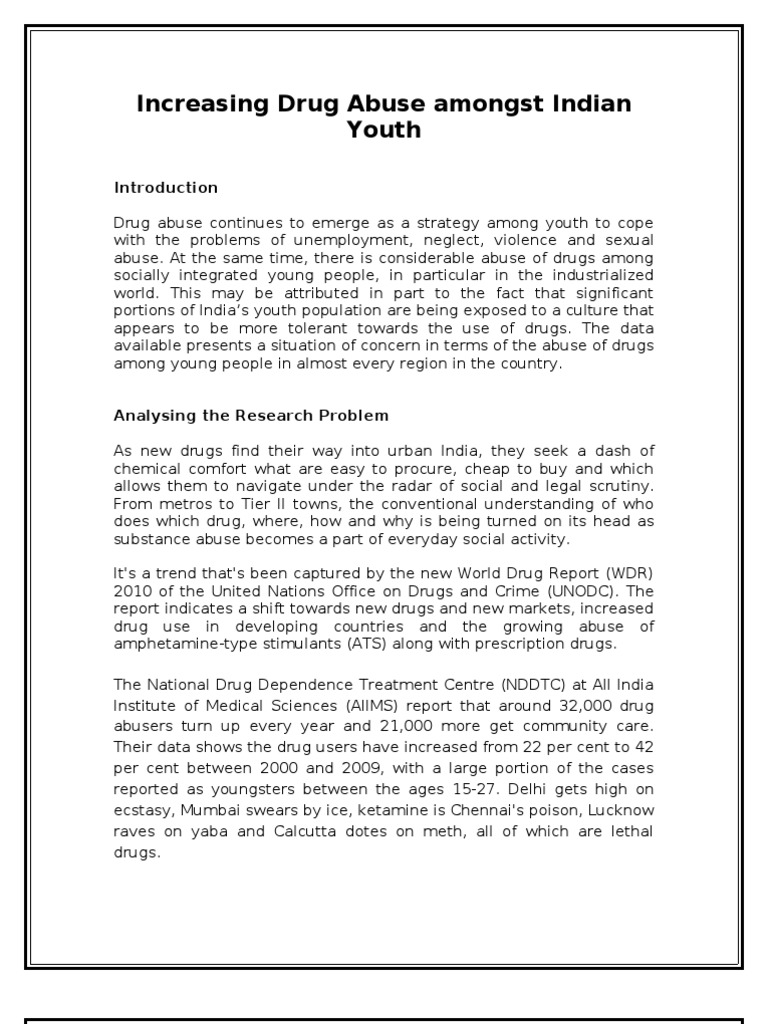 Rising Drug Abuse Among Indian Youth | PDF | Substance Abuse | Juvenile ...