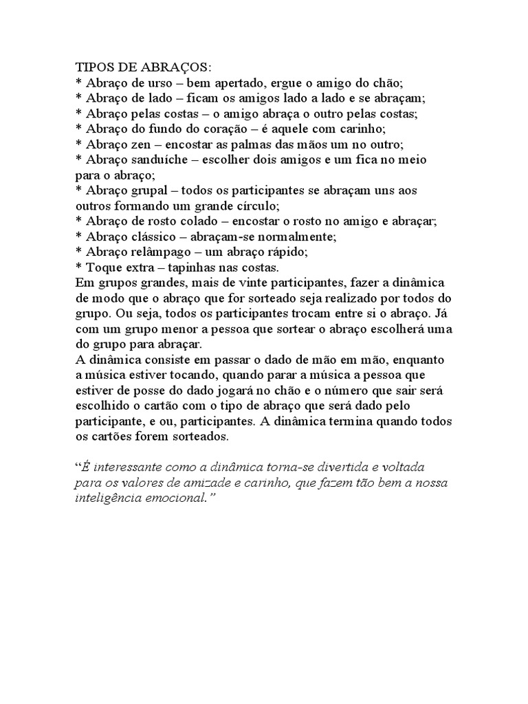 Tipos de Abraços | PDF