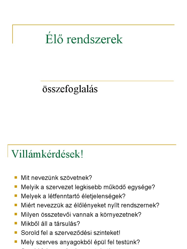 Elo Rendszerek Osszefogl. | PDF