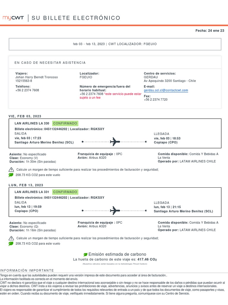 Trip On 03 Feb 23 - PNR Ref FGEUIO | PDF | Transporte | Aviación