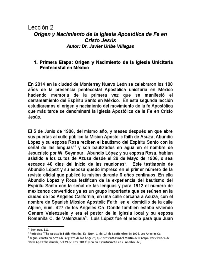 Lección 2 Historia de La Iafcj en México. | PDF | Pentecostalismo | México