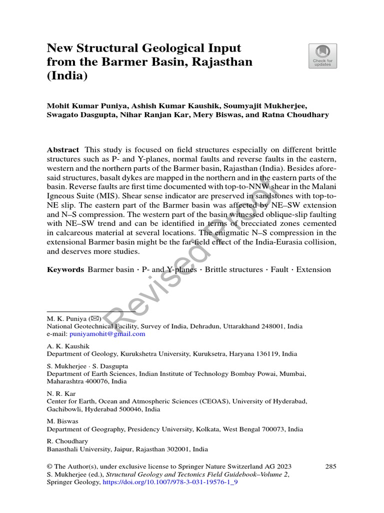 Structural Geology From Barmer Basin (India) PDF Fault (Geology