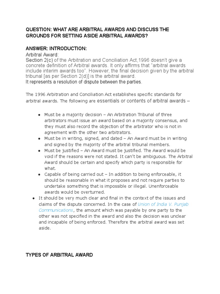 Arbitration Awards Explained | PDF | Arbitration | Arbitral Tribunal