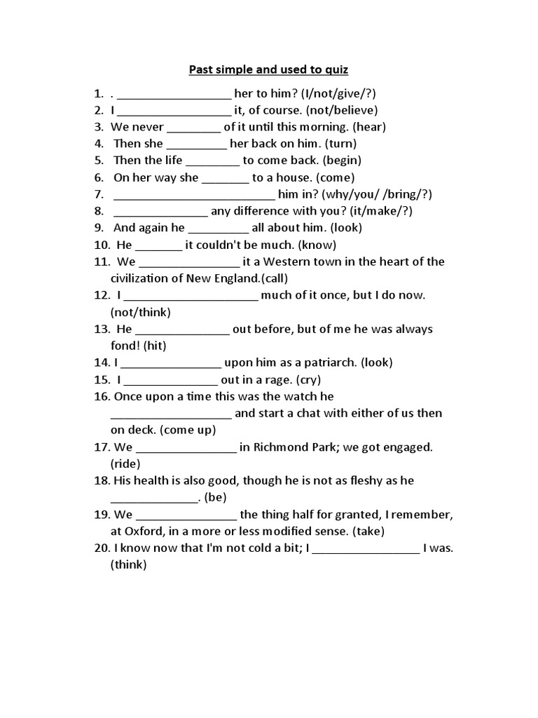 Past Simple and Used To Quiz | PDF | Language Arts & Discipline