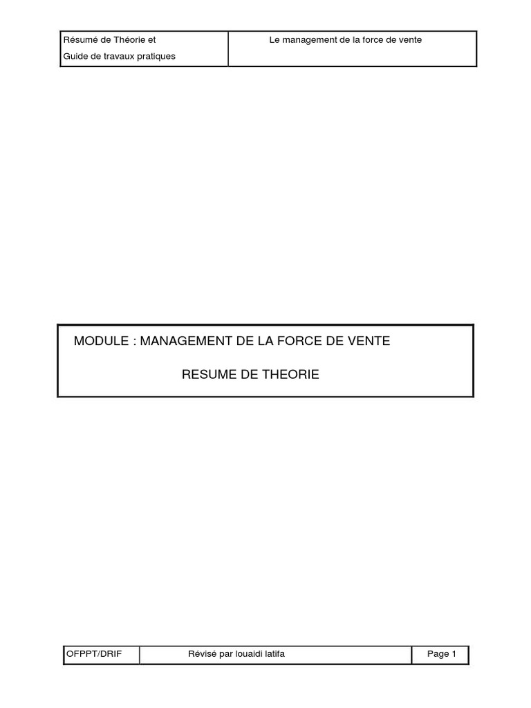 Management de la Force de Vente : Guide Pratique | PDF | Sodles | Business