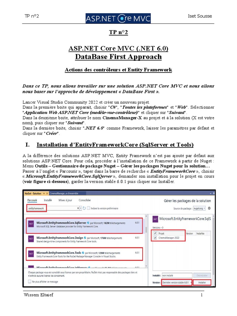 ASP.NET Core MVC : Approche DataBase First | PDF | Modèle-vue ...