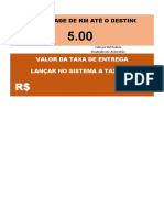 Taxa de entrega por KM rodado